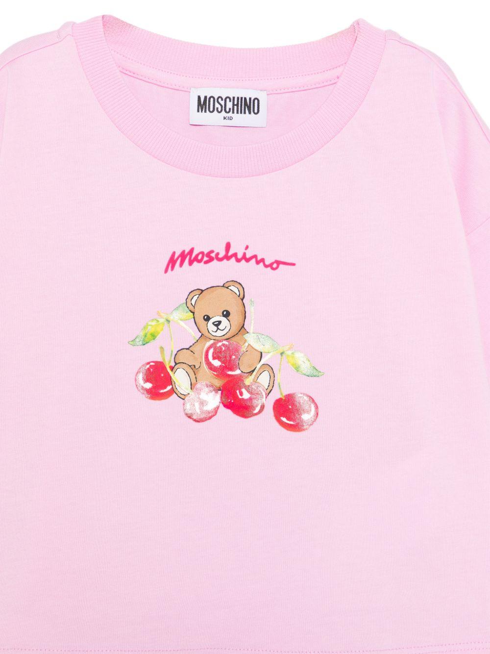 Completo t-shirt e shorts con orsetto HDG01NLCA52 83688 MOSCHINO KIDS 