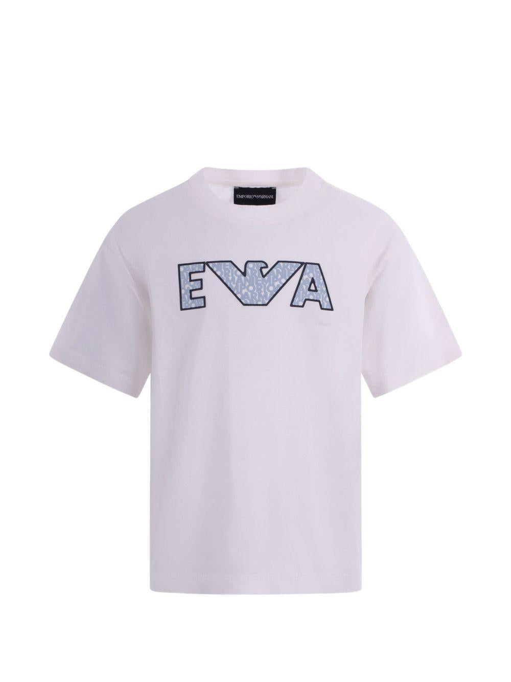 T-shirt in cotone con logo a maniche corte EB000948AF14503 U0003 EMPORIO ARMANI KIDS 