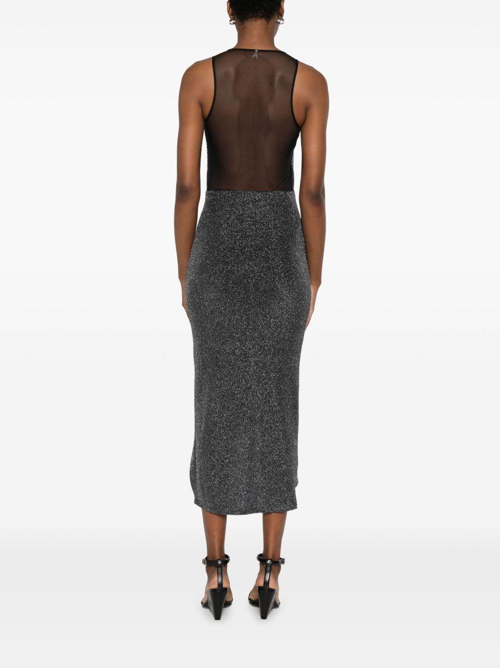 Abito nero midi drappeggiato lamé 2A2990J340 K478 PATRIZIA PEPE 