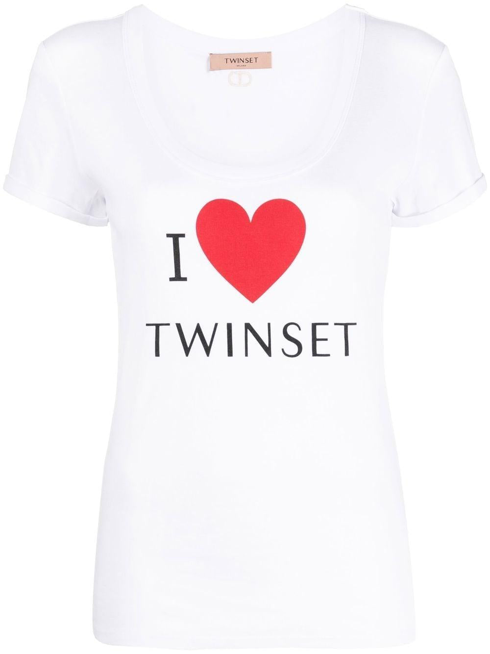 T-shirt bianca i love twinset