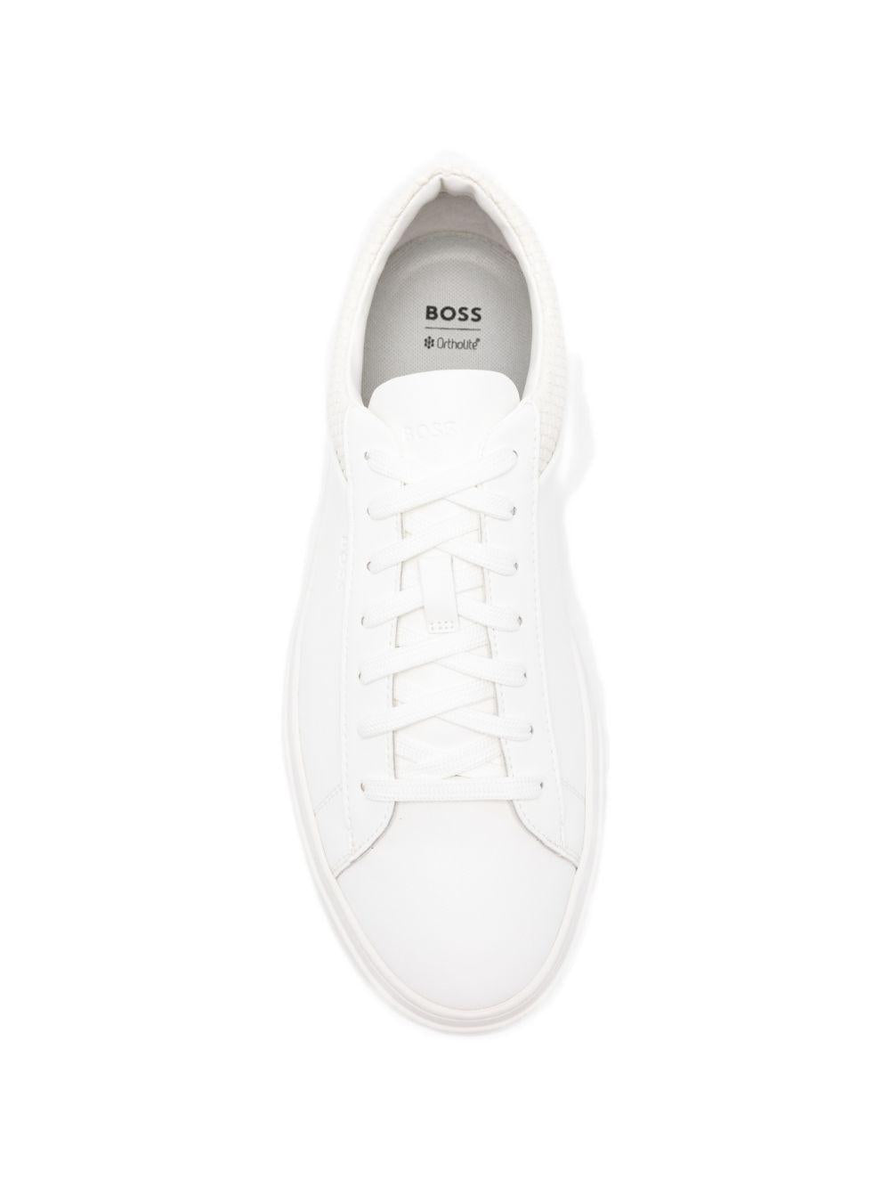 Sneakers in pelle con pannello intrecciato 50563591 100 BOSS 