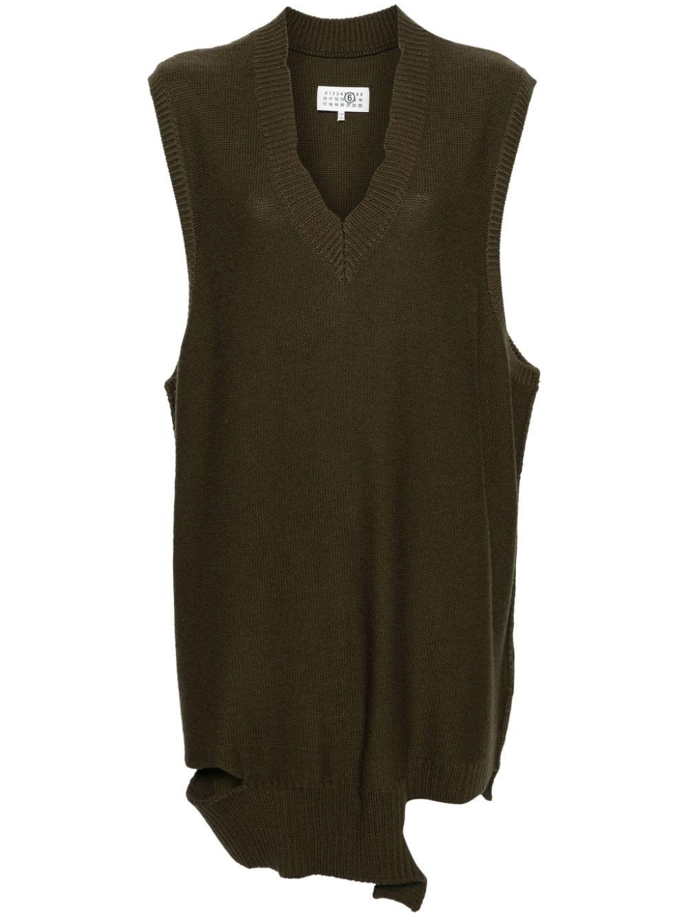 Abito in maglia marrone cut-out S52DA0044M13044 727 MM6 MAISON MARGIELA 