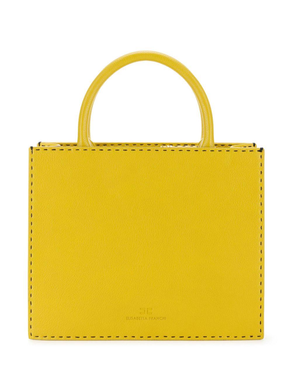 Borsa tote piccola con impunture a contrasto curry