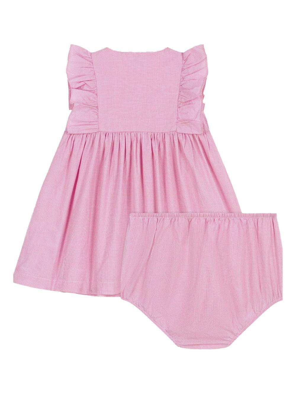 Completo rosa con ruches e coulotte neonata (2pz)