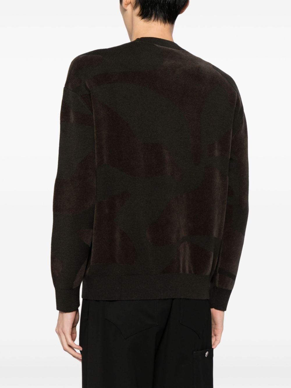 Maglione in ciniglia con intarsio camouflage