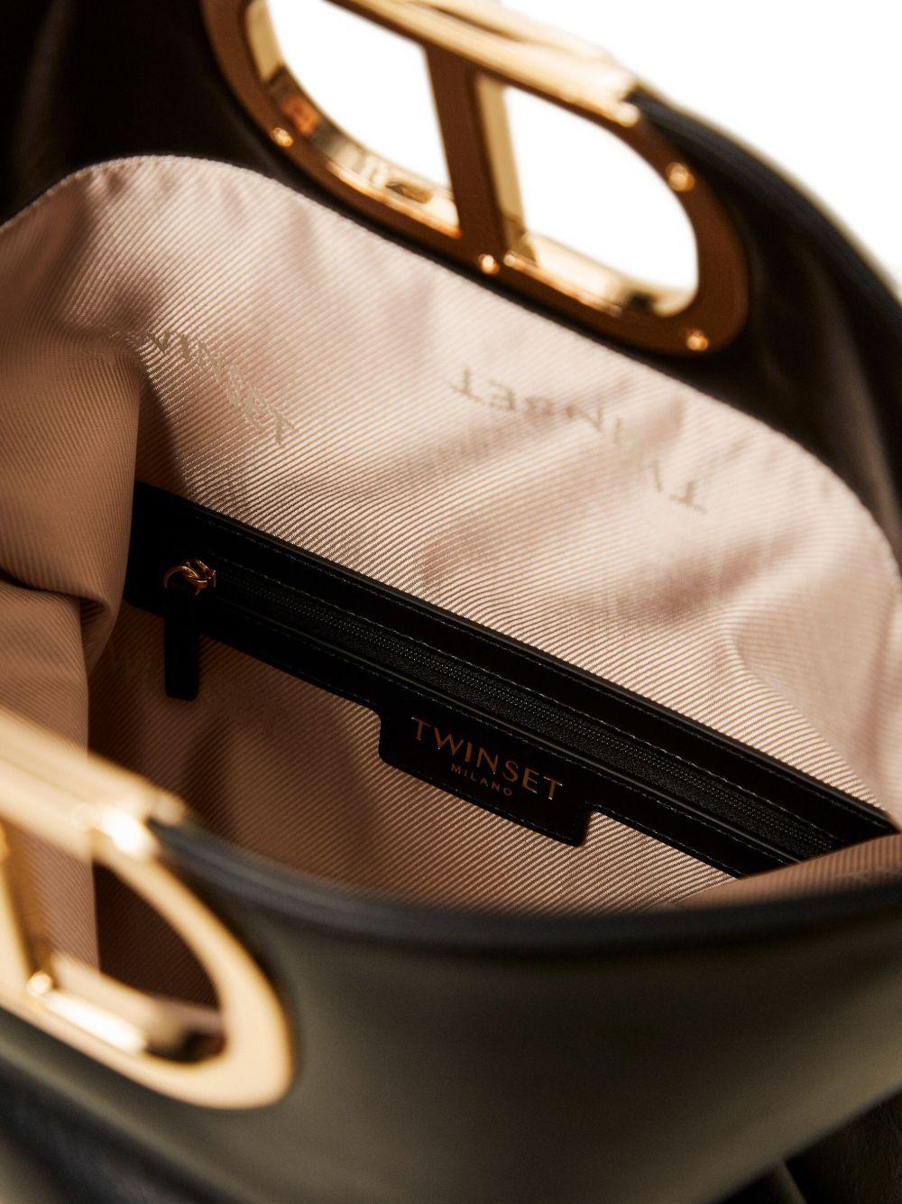 Borsa Tote Nera con Fibbia Dorata 252TD8090 00006 TWINSET 