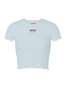T-shirt crop a costine etichetta logo