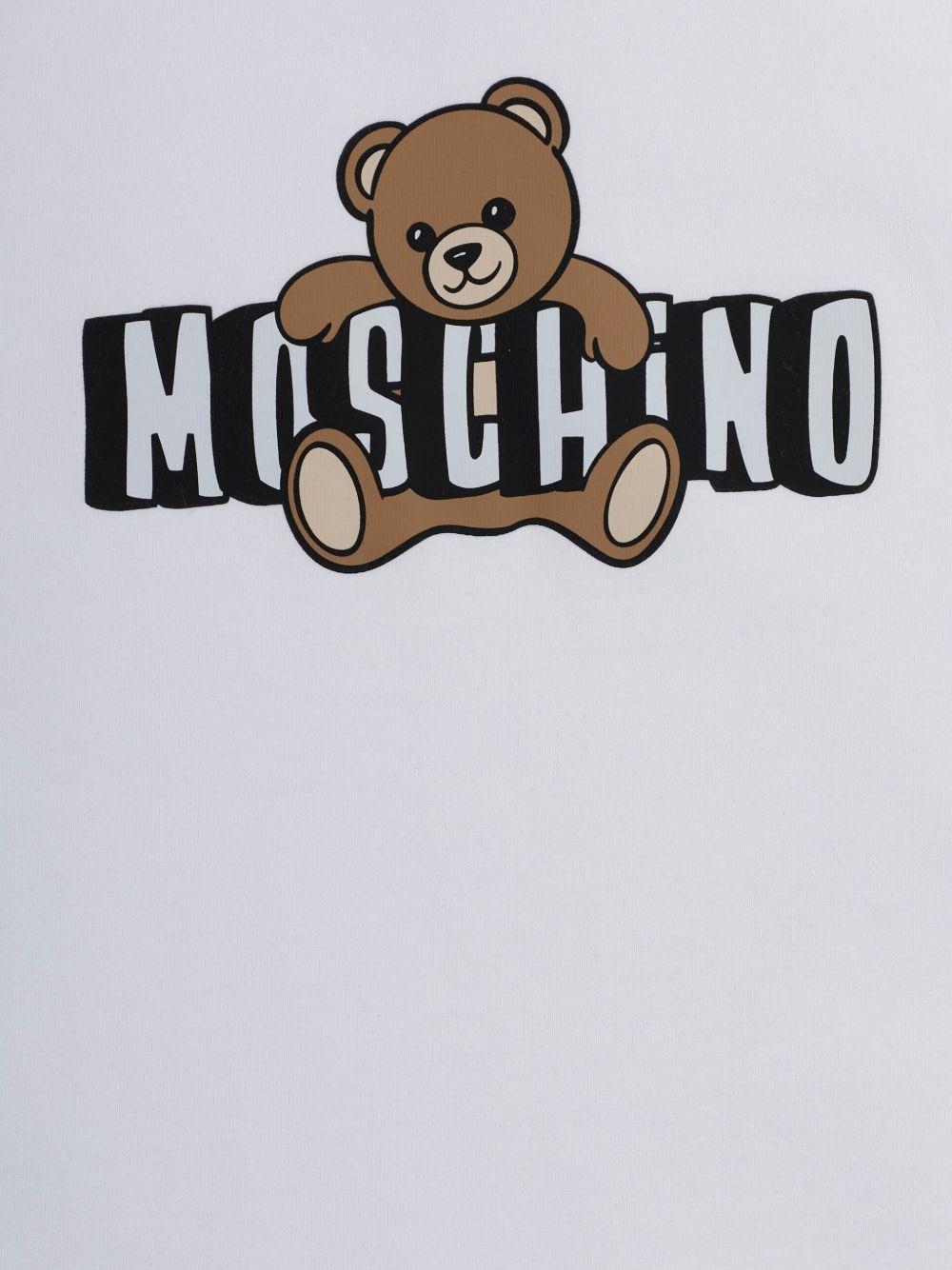 T-shirt in cotone con logo orsetto HZM058LAA03 10101 MOSCHINO KIDS 