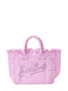 Borsa Vanity in tela logo strass rosa