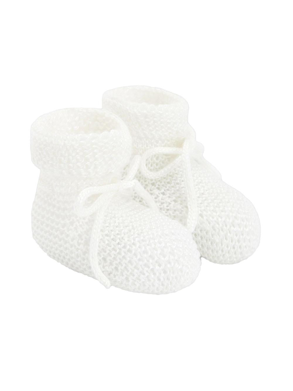 Scarpina bianca in maglia con fiocco regolabile 01822507 01H82 PAZ RODRIGUEZ KIDS 
