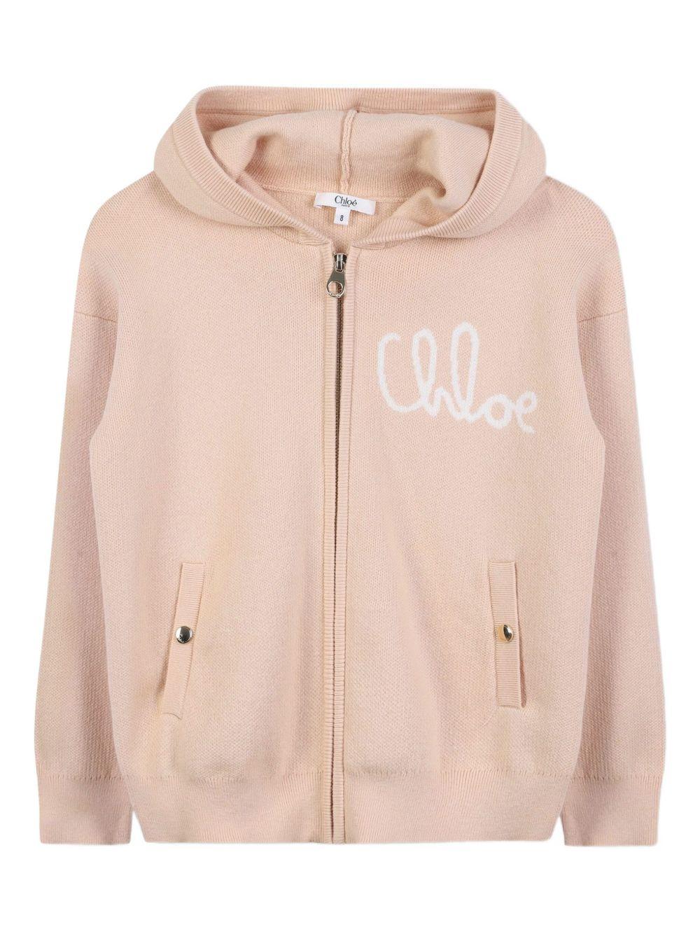 Camicia con Cappuccio Zip e Logo Ricamato C20790 257 CHLOE KIDS 