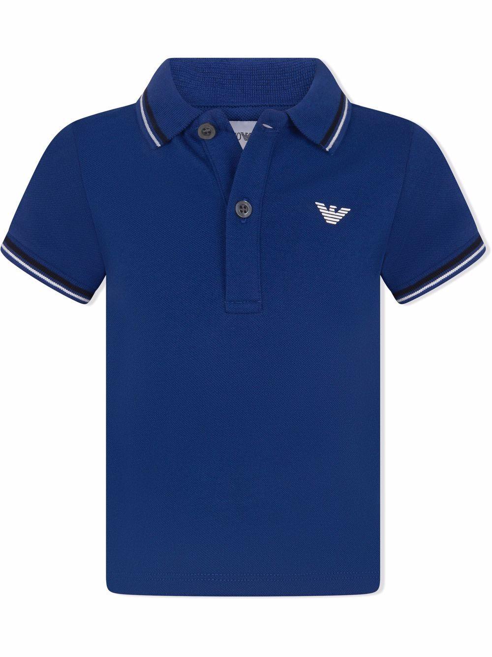 Polo blu royal con orli in contrasto noenato