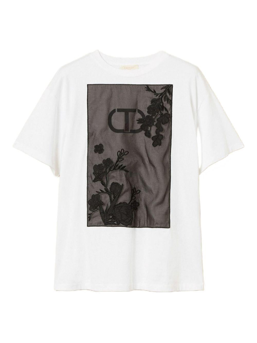 T-shirt Bianca con Ricamo Floreale 252TP2053 00001 TWINSET 
