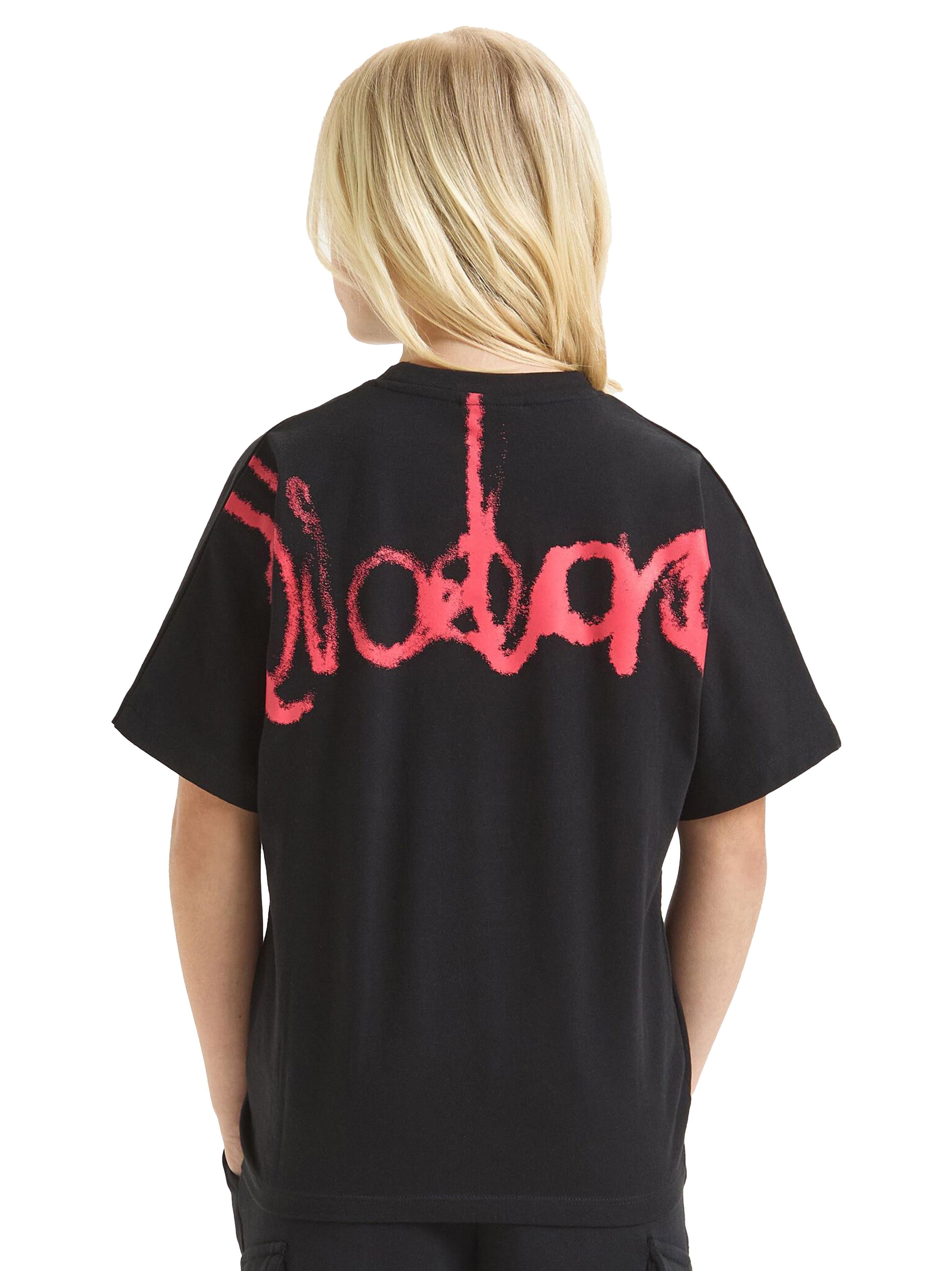 T-shirt nera logo graffito retro