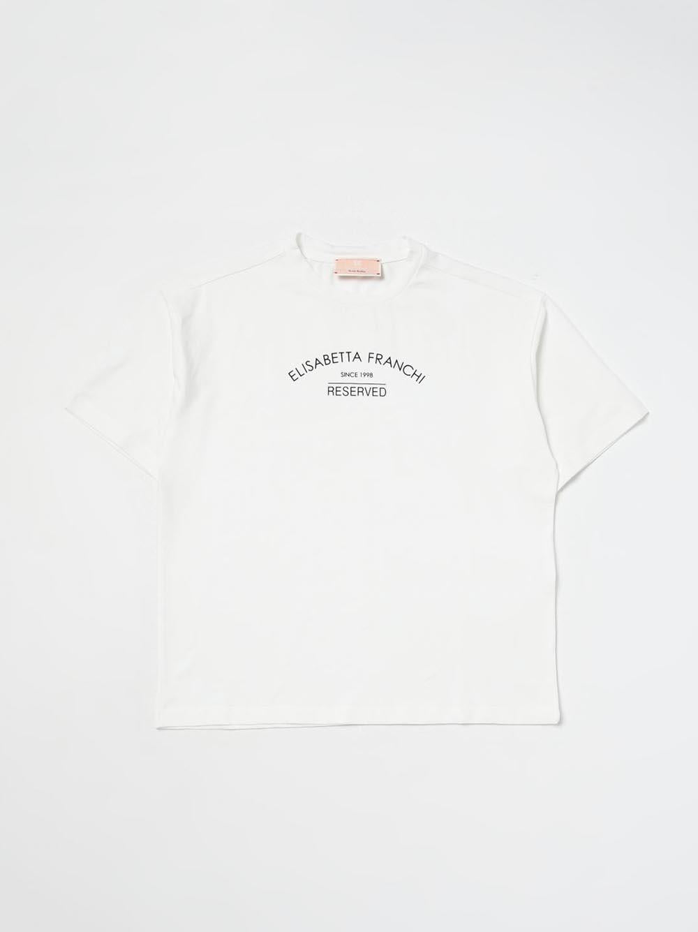 T-shirt avorio logo lettering EFTS2040JE006 D028 ELISABETTA FRANCHI KIDS 