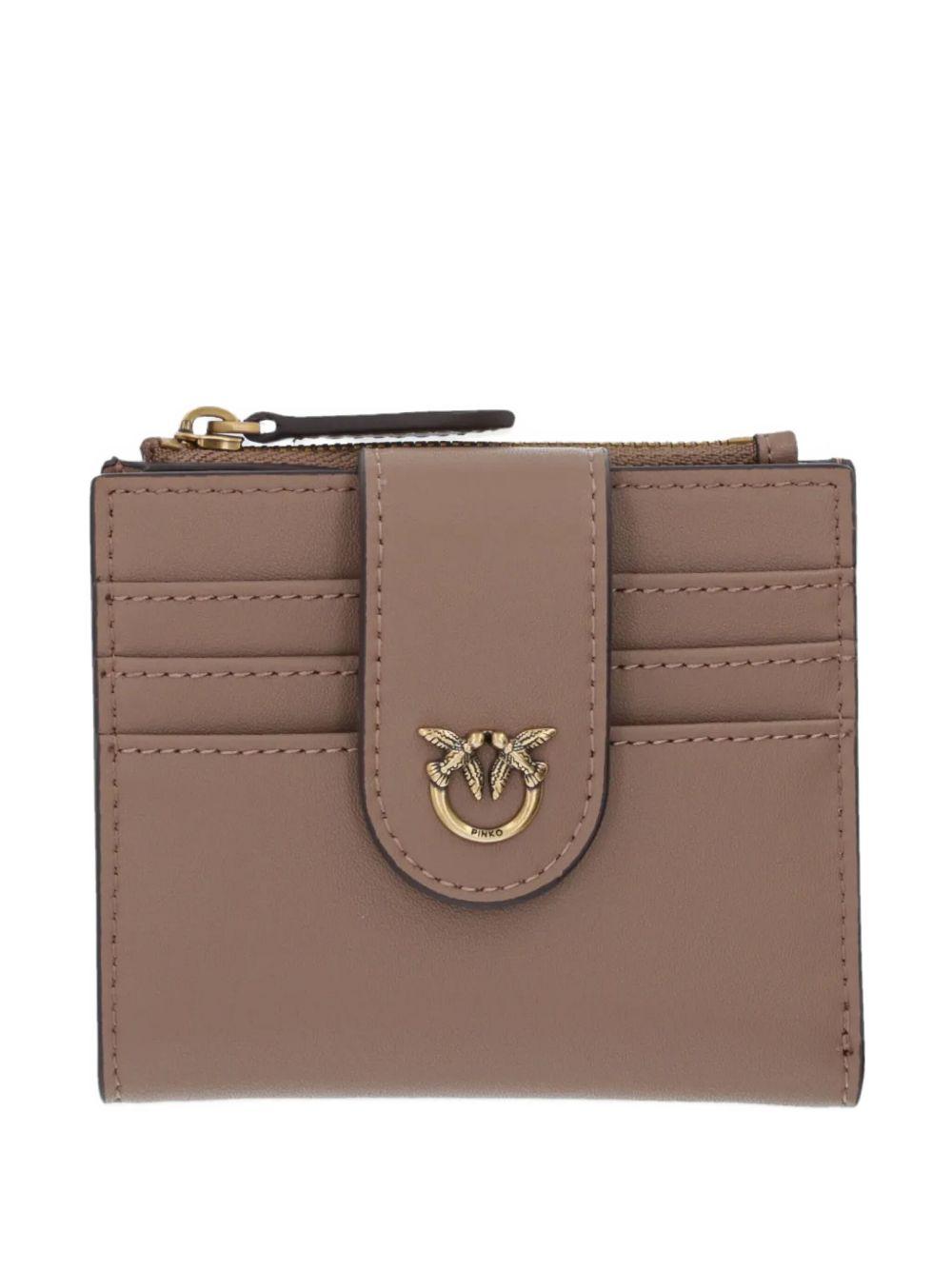 Portafoglio biscotto/oro a motivo chevron con zip 103610A0F1 D01Q PINKO 