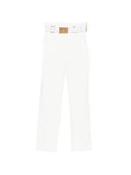 Pantaloni cropped in poliammide con cintura
