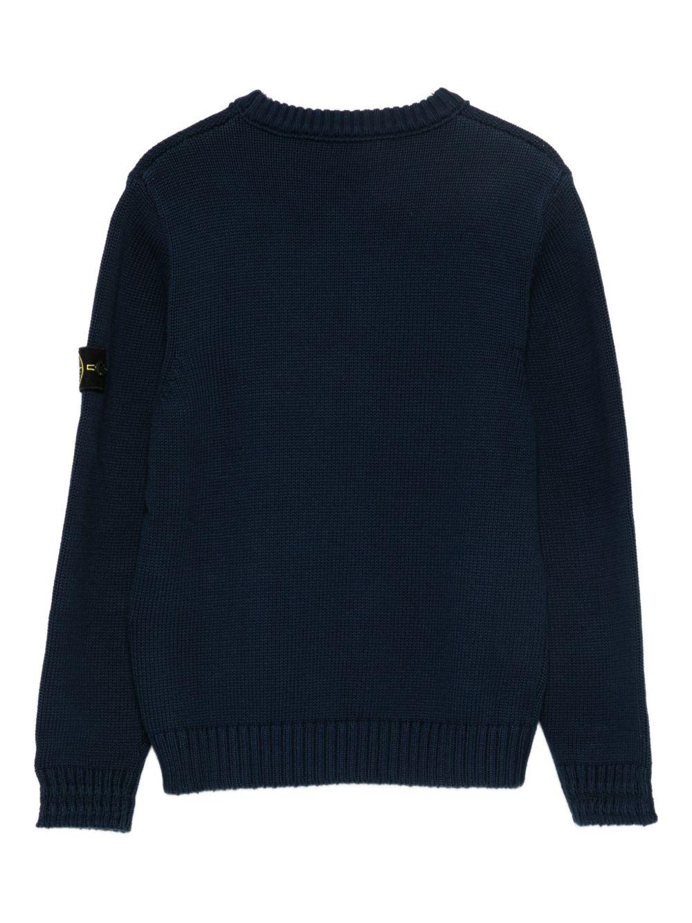 Maglione blu navy con applicazione Compass 165100019S01A2 V0020 STONE ISLAND KIDS 