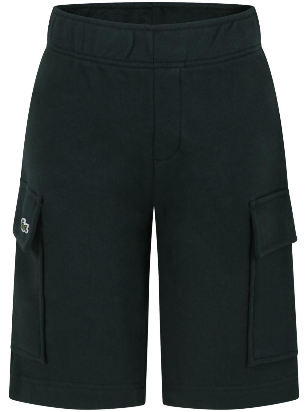 Bermuda cargo verde scuro mini logo GJ7372 YZP LACOSTE KIDS 