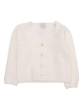 Cardigan panna in lana con scollo a V e abbottonatura