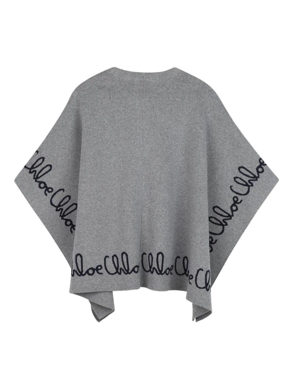 Poncho con Logo Ricamato e Cinturino Frontale C20667 A46 CHLOE KIDS 
