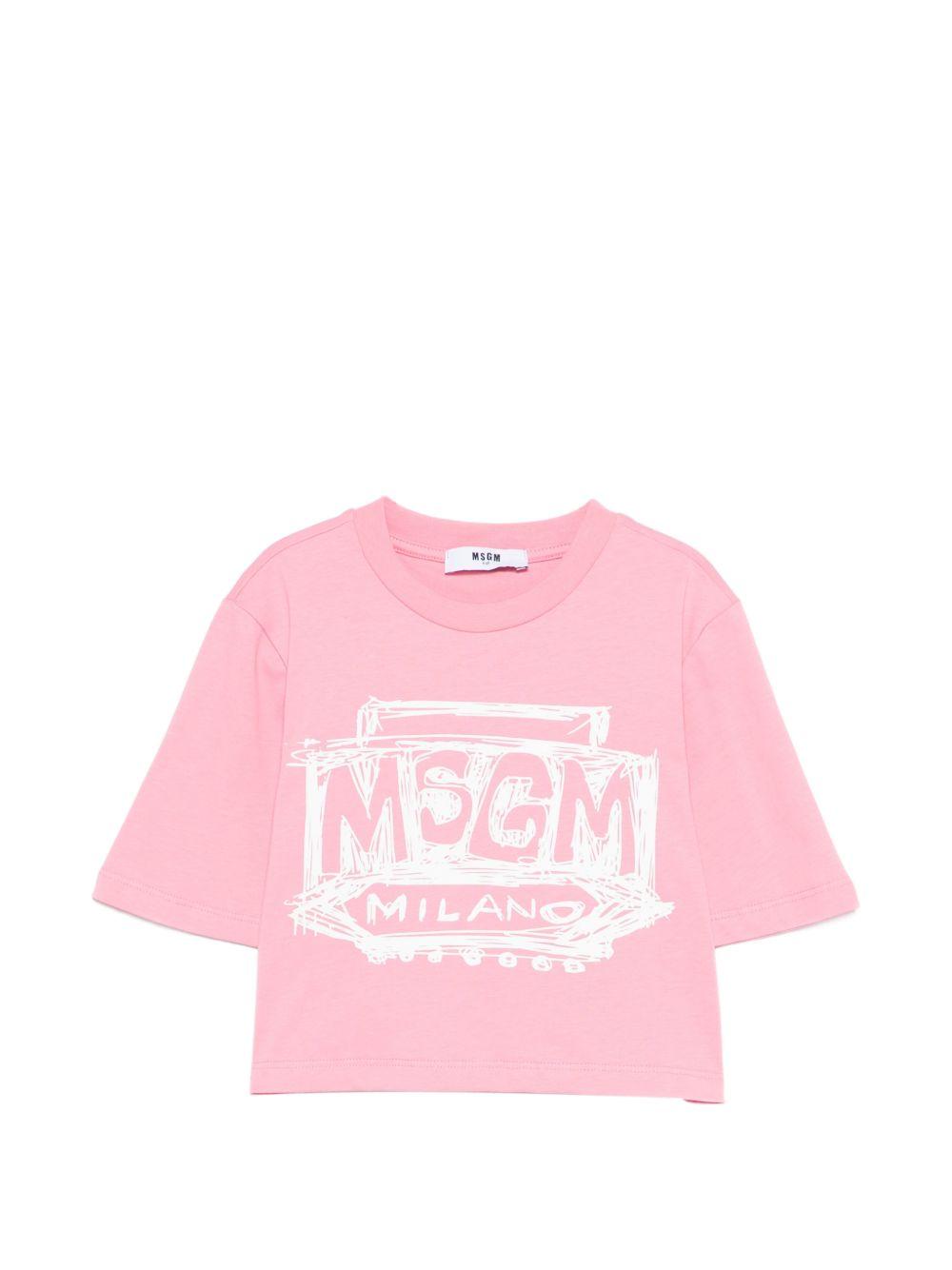 T-shirt in cotone con logo S6MSJGTH128 MS070 MSGM KIDS 