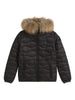 Piumino con cappuccio e bordo in pelliccia sintetica
