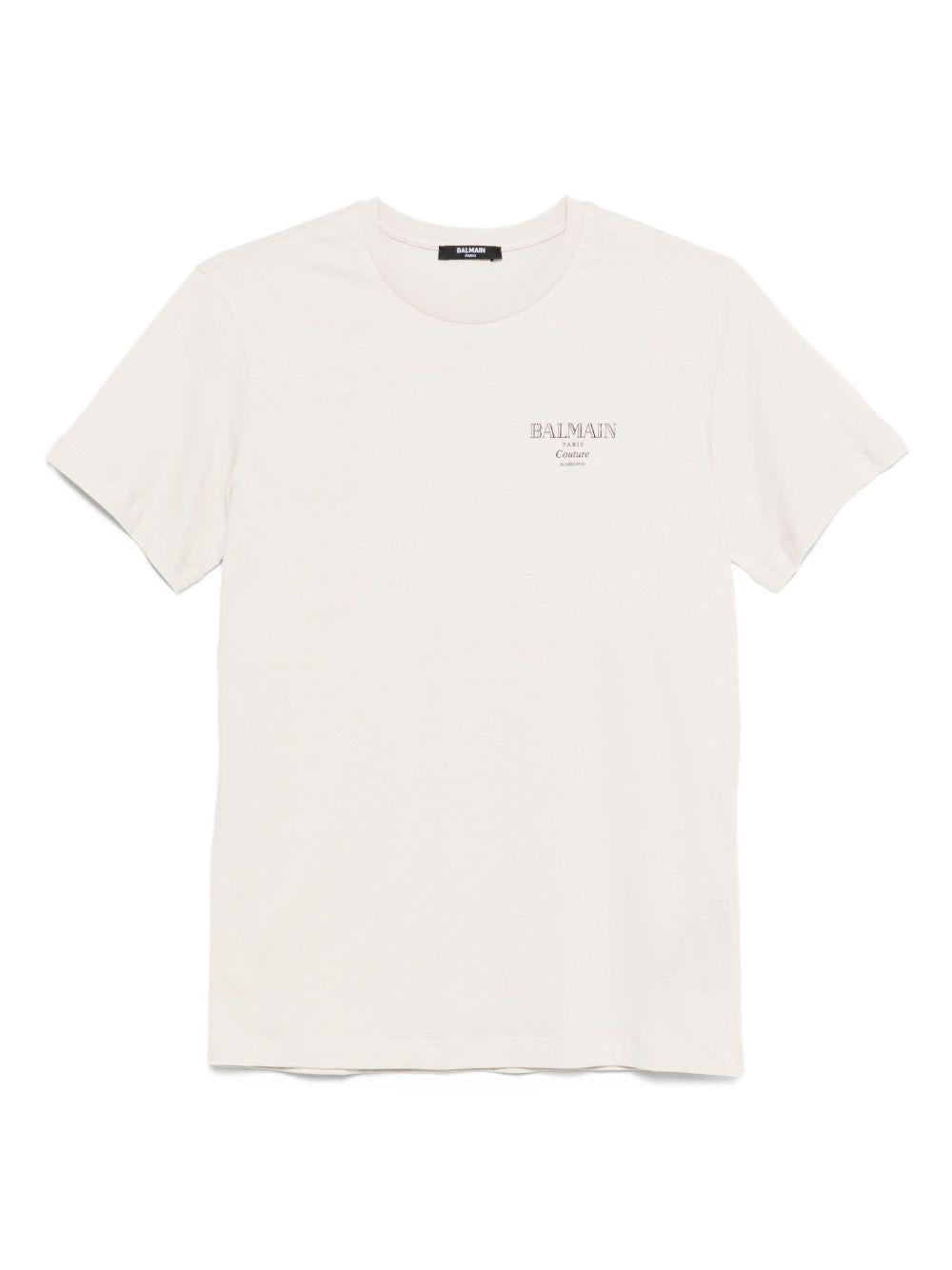 T-shirt Bambina in Cotone Beige con Logo BX8P91Z3186 107NE BALMAIN KIDS 
