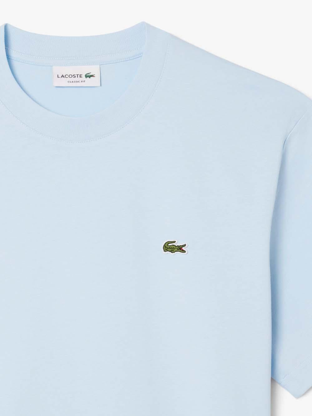 T-shirt celeste chiaro mini logo ricamo TH7318 T01 LACOSTE 