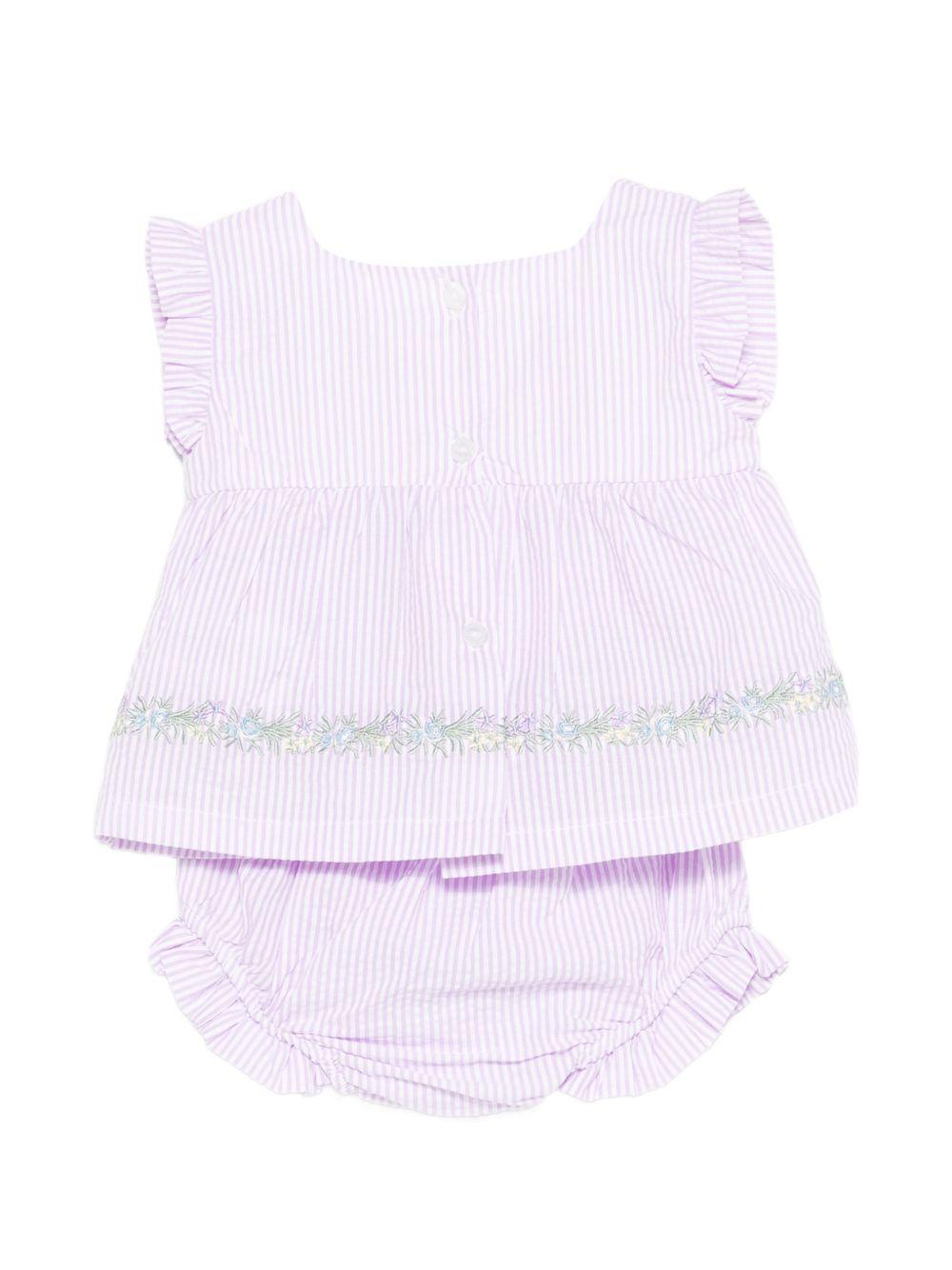 Set abito in cotone lavanda a righe E26475 LILLA NANAN KIDS 