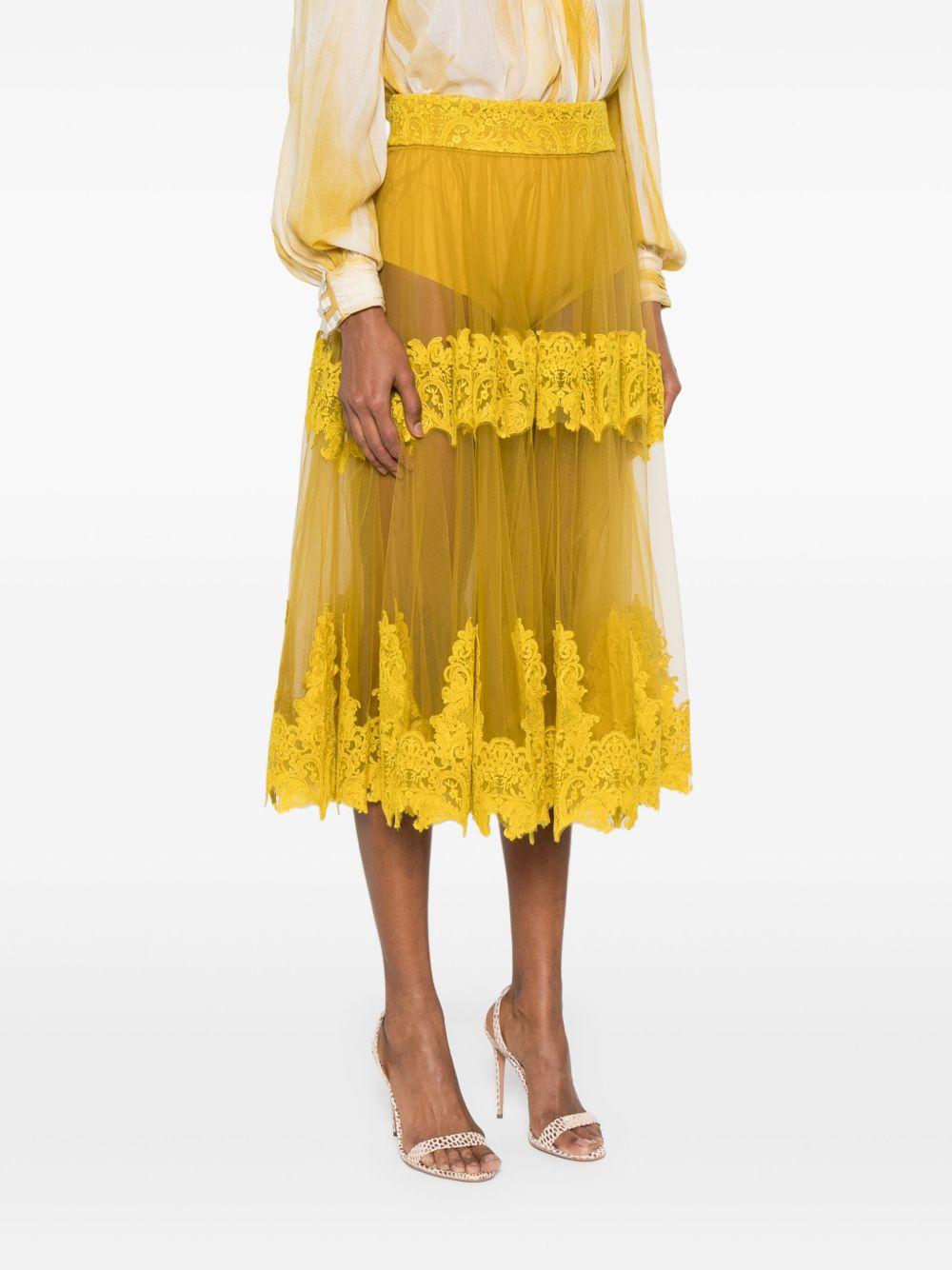 Gonna in tulle con decorazioni in pizzo curry