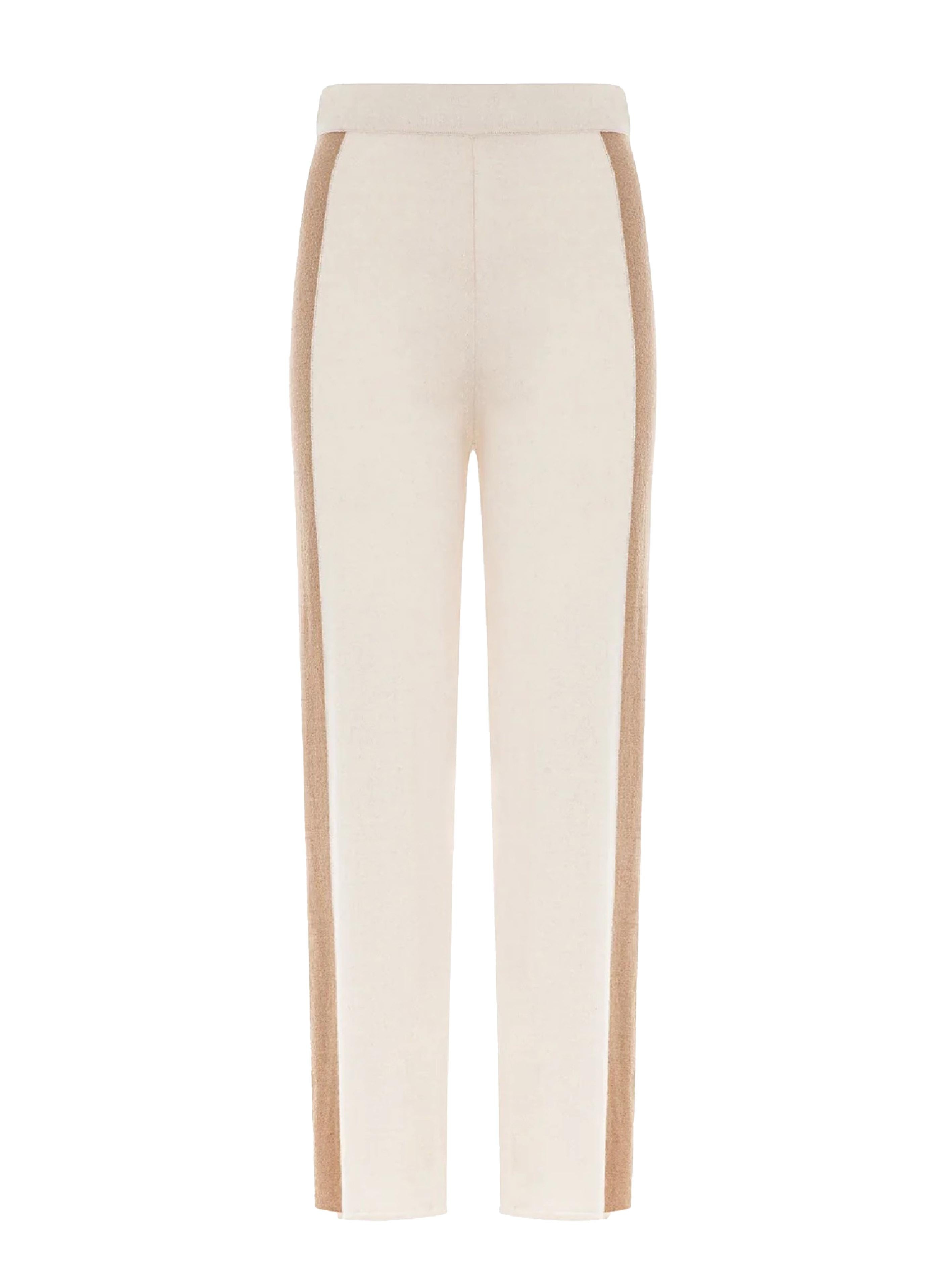 Pantalone panna con bande laterali cammello PTKD03004 V3 AKEP 