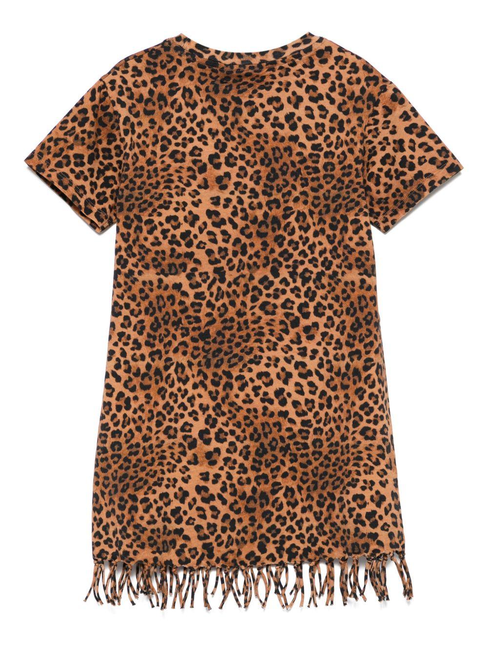Abito abbie leopardato con frange