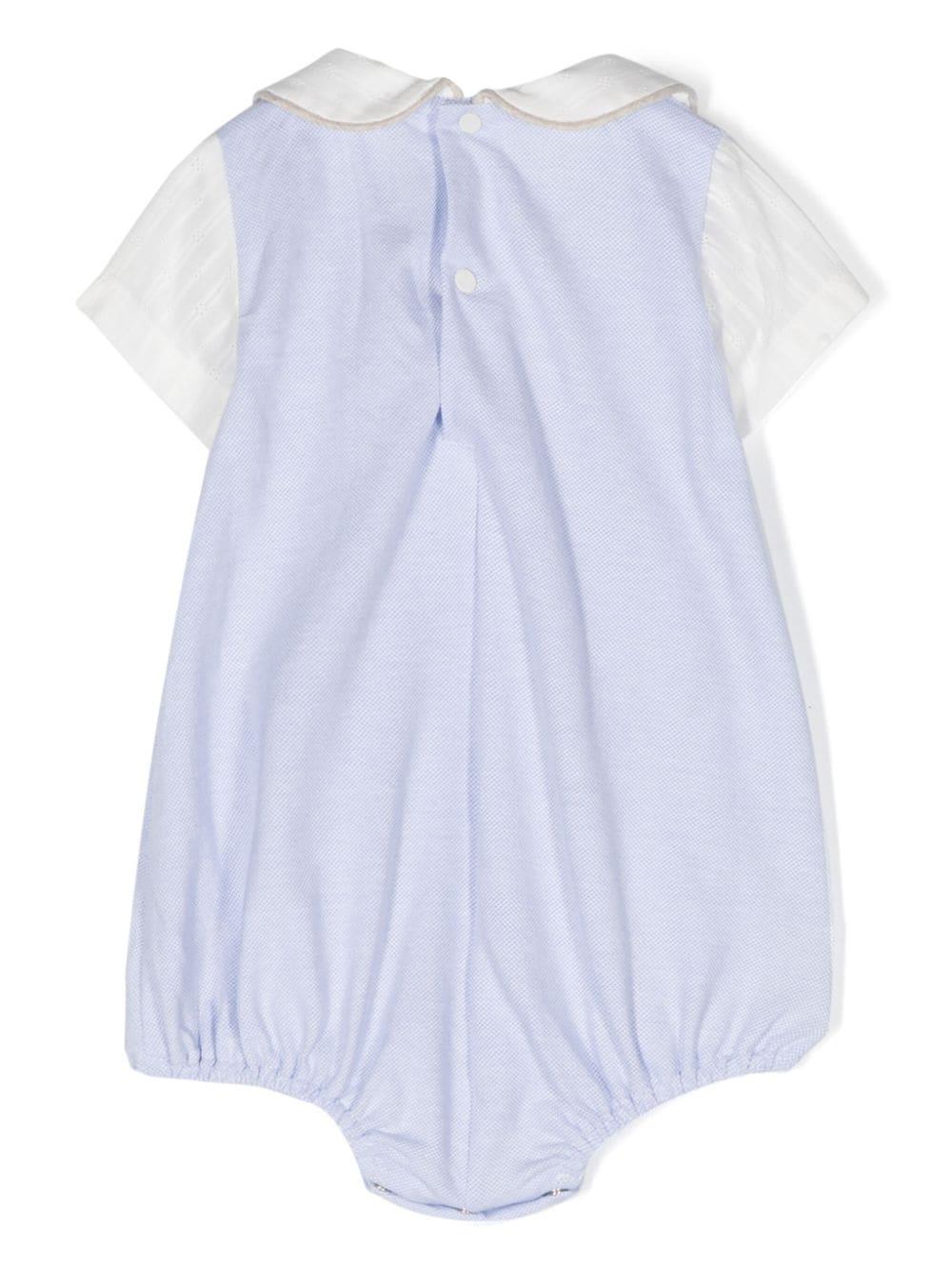 Tutina bianco/azzurra neonato a camicia