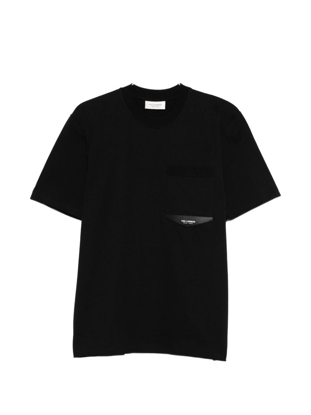 T-shirt in cotone girocollo con patch XM4249 NERO YES LONDON 