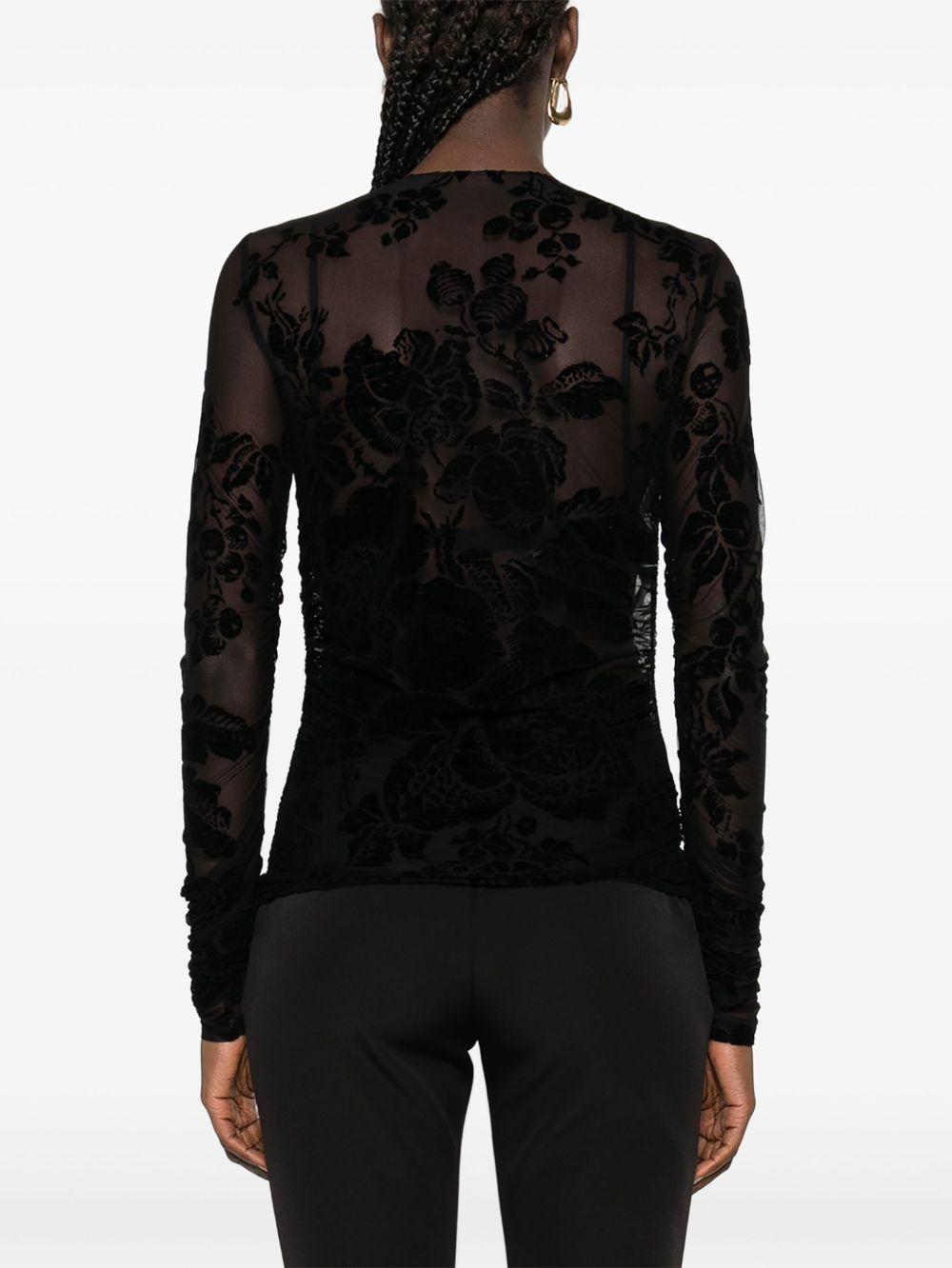 Top nero con stampa floreale e maniche lunghe 105601A2QD ZD0 PINKO 