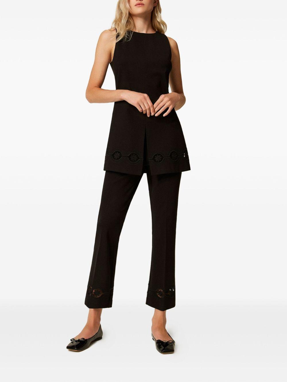 Pantaloni Neri in Pizzo Floreale 252TP2101 00006 TWINSET 