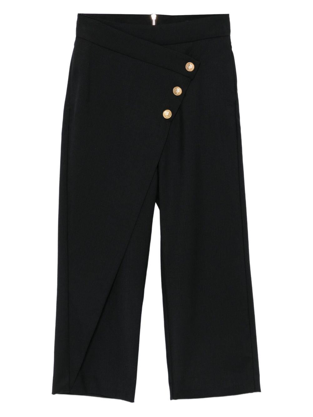 Pantaloni Neri a Portafoglio con Bottoni BX6B80I0196 930OR BALMAIN KIDS 