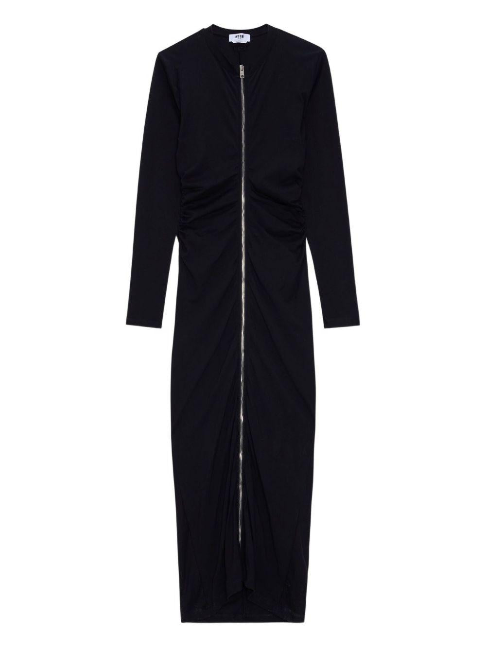 Abito nero lungo con zip frontale 3941MDA82257798 99 MSGM 