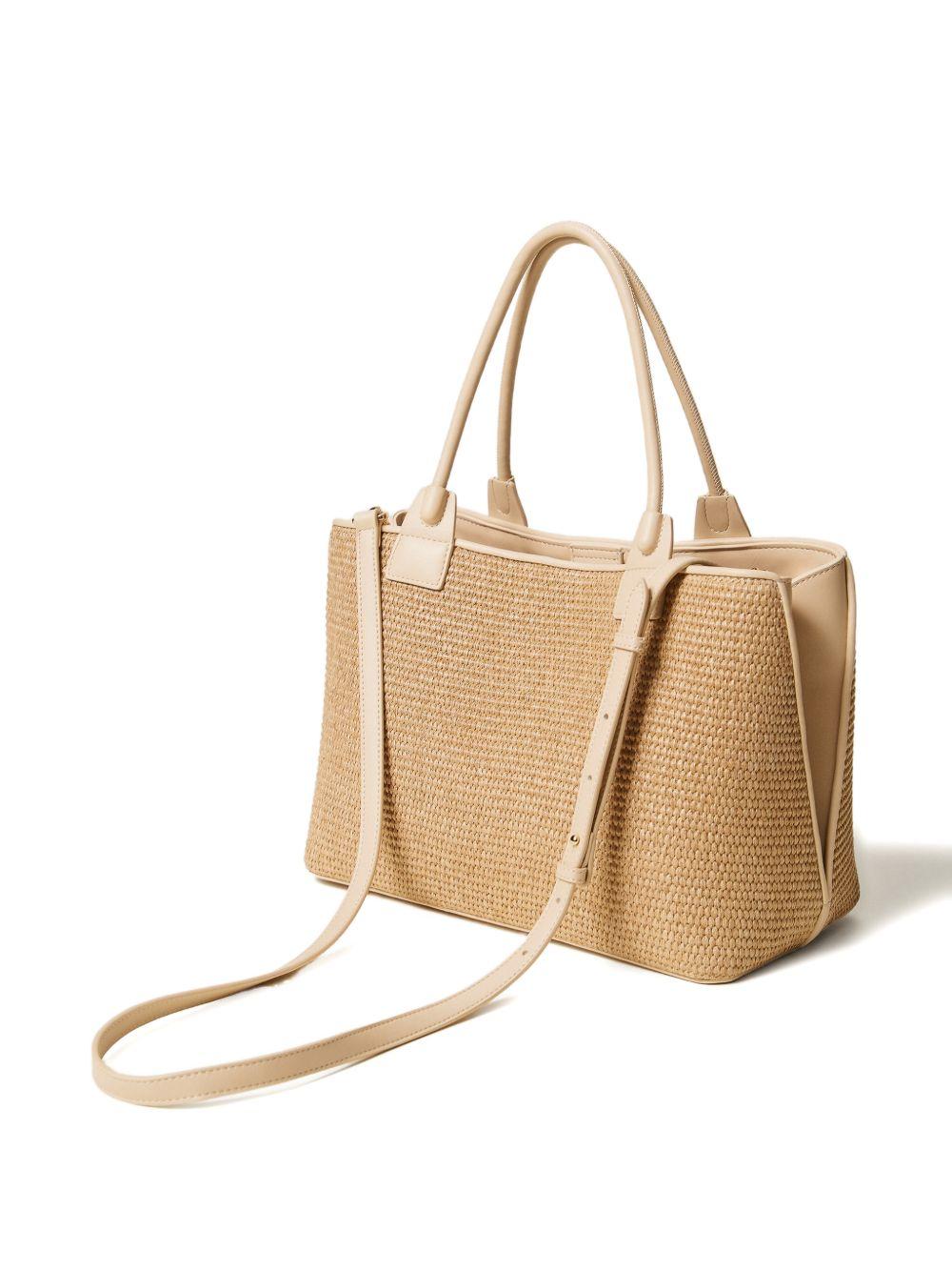 Borsa a mano in rafia con logo 261TB7070 07222 TWINSET 