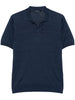 Polo Keith in maglia blu lino e cotone