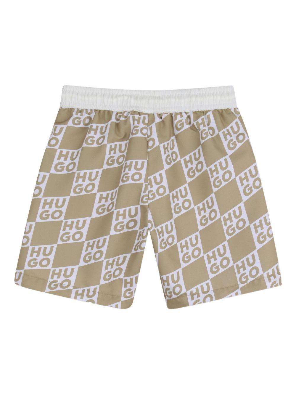 Shorts da bagno stampa a scacchi G00979 23B HUGO KIDS 