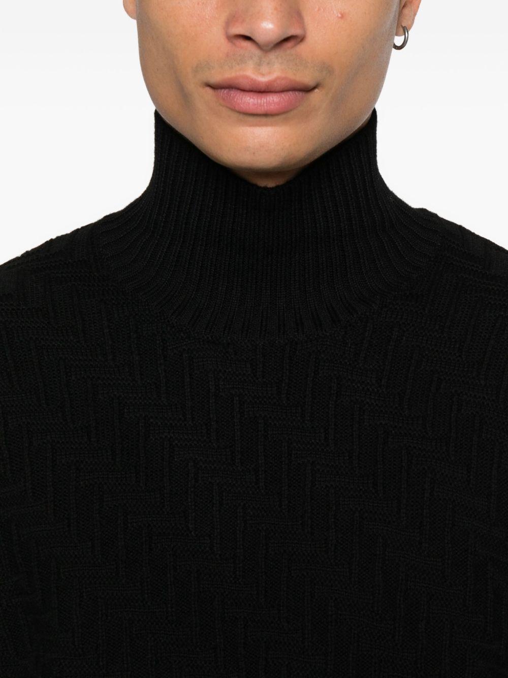 Maglione nero a collo alto in lana merino A031F009 9000 PAOLO PECORA 