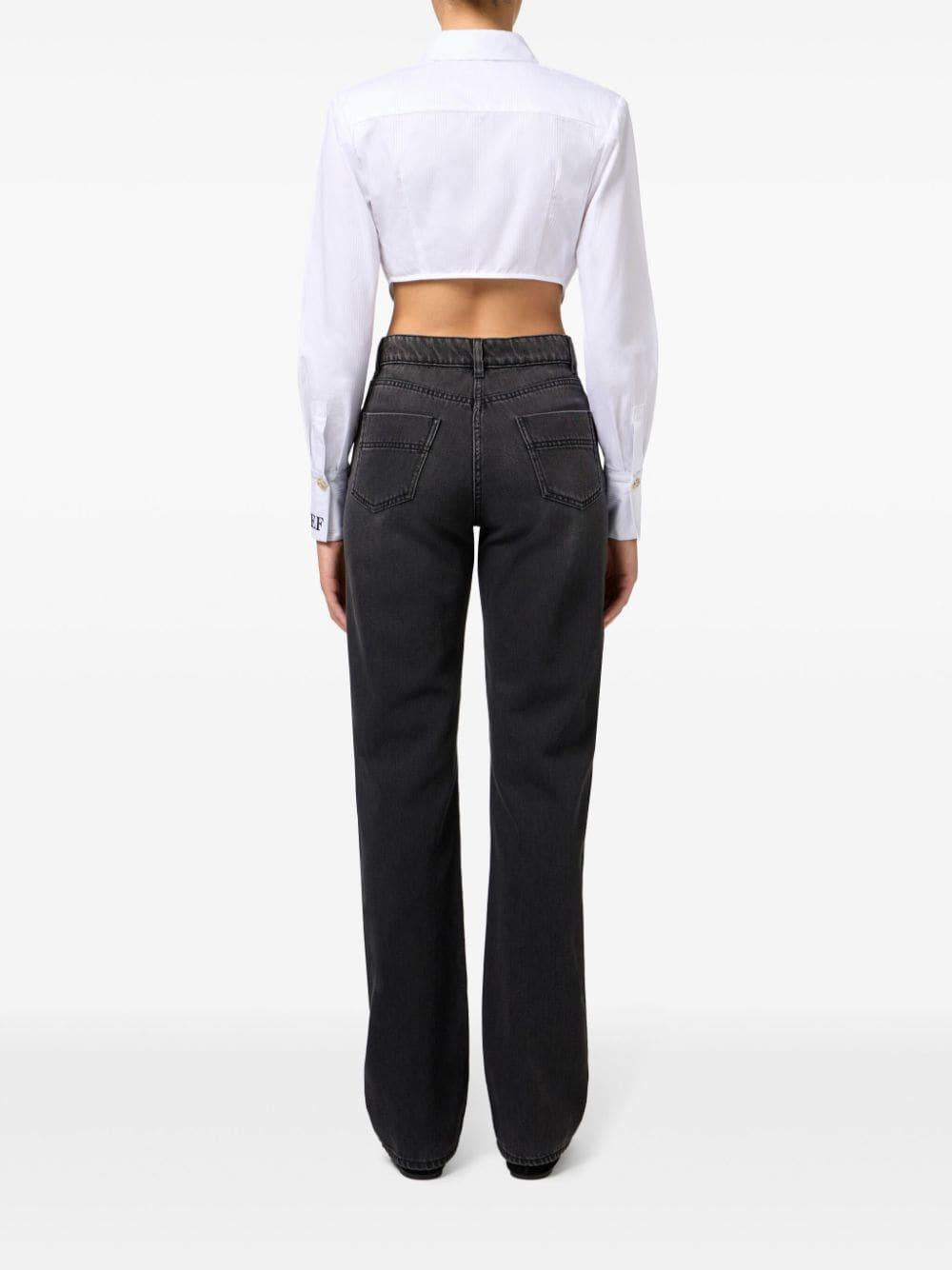 Jeans a gamba ampia nero con bottoni laterali PJ28N46E2 102 ELISABETTA FRANCHI 