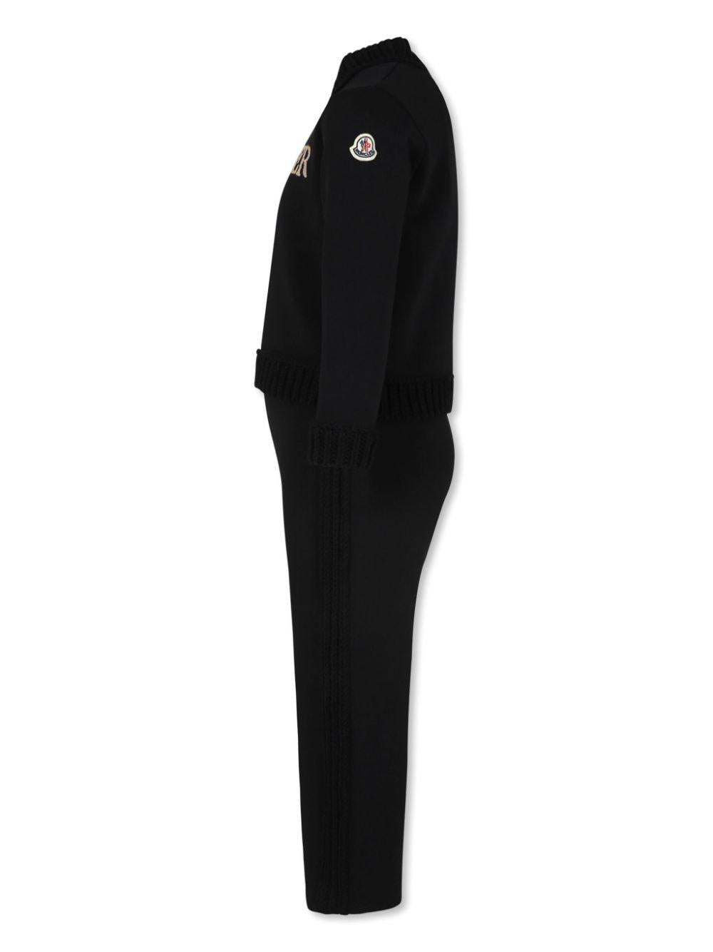 Completo sportivo profili in maglia nero (2pz) 9548M00002899PS 999 MONCLER KIDS 