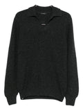 Maglione grigio a polo e maniche lunghe