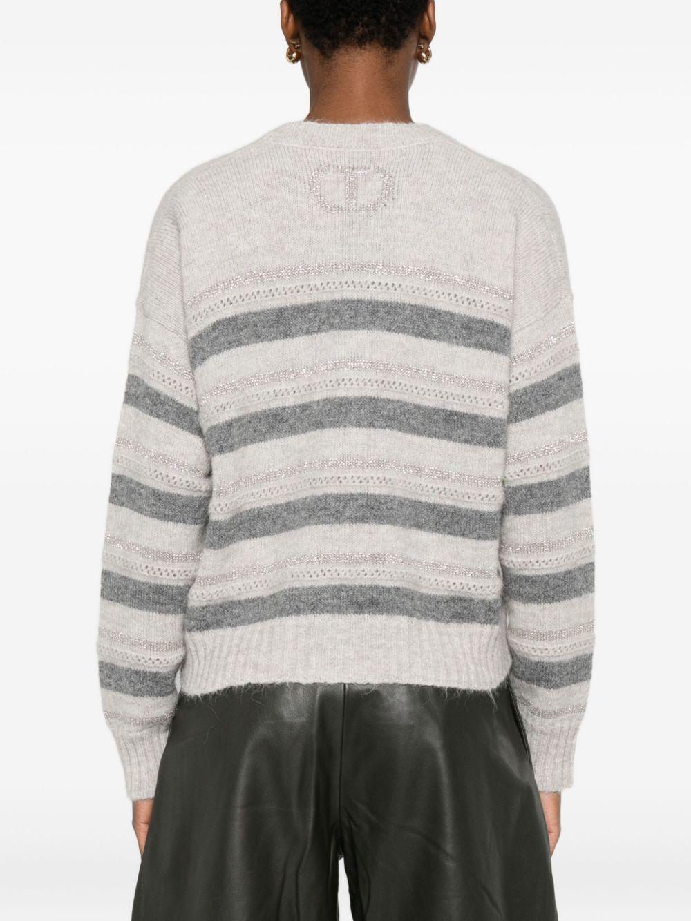 Cardigan Grigio a Righe 252TT3070 13008 TWINSET 