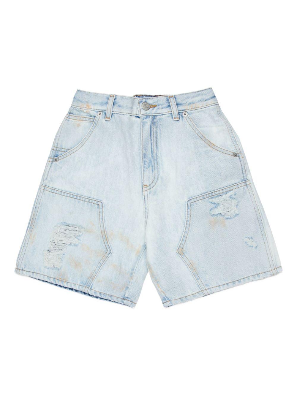 Shorts in cotone effetto vissuto M60998MM06Z M601 MM6 MAISON MARGIELA KIDS 