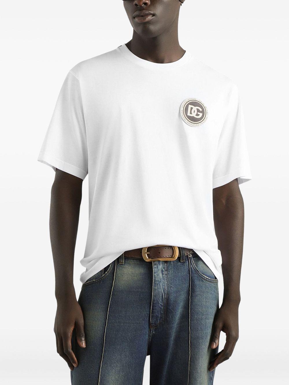 T-shirt in cotone girocollo con patch logo G8PN9ZG7PZF W0800 DOLCE&GABBANA 