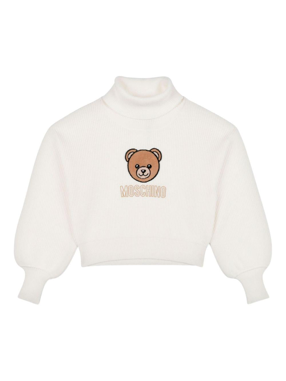 Maglione panna con motivo Teddy Bear HDW02ALHE77 10063 MOSCHINO KIDS 